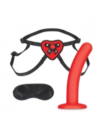 Красный поясной фаллоимитатор Red Heart Strap on Harness   5in Dildo Set - 12,25 см. - Lux Fetish - купить с доставкой в Новом Уренгое