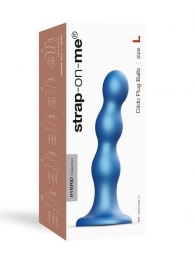 Голубая насадка Strap-On-Me Dildo Plug Balls size L - Strap-on-me - купить с доставкой в Новом Уренгое