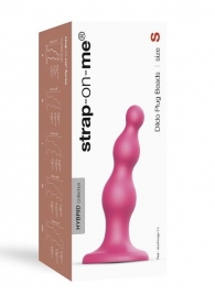 Розовая насадка Strap-On-Me Dildo Plug Beads size S - Strap-on-me - купить с доставкой в Новом Уренгое