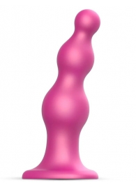 Розовая насадка Strap-On-Me Dildo Plug Beads size S - Strap-on-me - купить с доставкой в Новом Уренгое