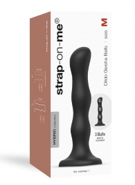 Черная насадка Strap-On-Me Dildo Geisha Balls size M - Strap-on-me - купить с доставкой в Новом Уренгое