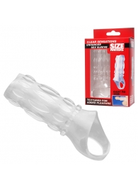 Насадка на пенис с кольцом для мошонки Clear Sensations Enhancer Sex Sleeve - 11,5 см. - XR Brands - в Новом Уренгое купить с доставкой