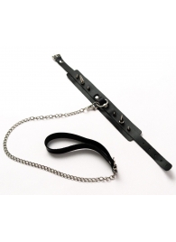 Черный ошейник с шипами и поводком - Crazy Handmade - купить с доставкой в Новом Уренгое