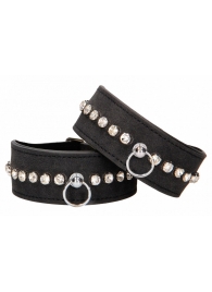 Черные наручники Diamond Studded Wrist Cuffs - Shots Media BV - купить с доставкой в Новом Уренгое