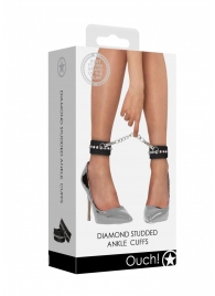 Черные поножи Diamond Studded Ankle Cuffs - Shots Media BV - купить с доставкой в Новом Уренгое