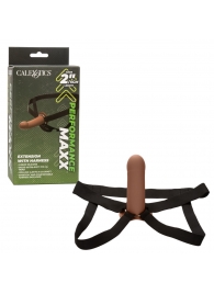 Коричневый фаллопротез из силикона Extension with Harness - 15,75 см. - California Exotic Novelties - купить с доставкой в Новом Уренгое