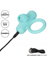 Аквамариновое эрекционное виброкольцо Silicone Rechargeable Nubby Lover’s Delight - California Exotic Novelties - в Новом Уренгое купить с доставкой