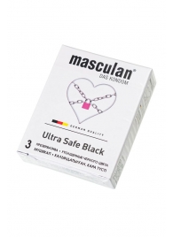 Ультрапрочные презервативы Masculan Ultra Safe Black - 3 шт. - Masculan - купить с доставкой в Новом Уренгое