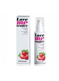 Съедобное согревающее массажное масло Love Me Tender Strawberry с ароматом клубники - 100 мл. - Love to Love - купить с доставкой в Новом Уренгое