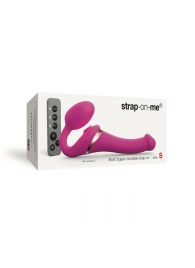 Ярко-розовый безремневой страпон Multi Orgasm Size S с клиторальной стимуляцией - Strap-on-me - купить с доставкой в Новом Уренгое