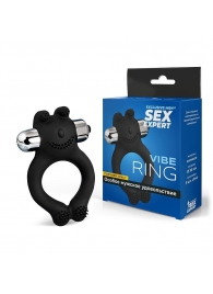 Черное силиконовое эрекционное виброкольцо Sex Expert - Sex Expert - в Новом Уренгое купить с доставкой