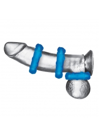 Комплект из трех голубых эрекционных колец 3-Pack Ribbed Rider Cock Ring Set - BlueLine - в Новом Уренгое купить с доставкой