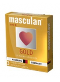 Презервативы Masculan Ultra Gold с золотым напылением и ароматом ванили - 3 шт. - Masculan - купить с доставкой в Новом Уренгое