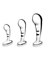 Набор из 3 стальных стимуляторов простаты Stainless Steel P-spot Training Set - b-Vibe - в Новом Уренгое купить с доставкой