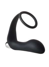 Черное эрекционное кольцо с вибропробкой Vibrating Anal Plug With Cockring - Dream Toys - в Новом Уренгое купить с доставкой