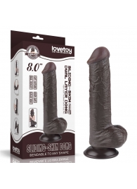 Коричневый фаллоимитатор 8 Sliding Skin Dual Layer Dong на присоске - 20,8 см. - Lovetoy