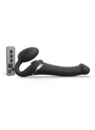 Черный безремневой страпон Multi Orgasm Size M с клиторальной стимуляцией - Strap-on-me - купить с доставкой в Новом Уренгое