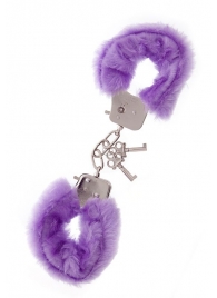 Фиолетовые меховые наручники METAL HANDCUFF WITH PLUSH LAVENDER - Dream Toys - купить с доставкой в Новом Уренгое