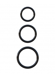 Набор из трех черных эрекционных колец Silicone 3-Ring Stamina Set - Pipedream - в Новом Уренгое купить с доставкой
