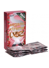 Презервативы Sagami Xtreme Strawberry c ароматом клубники - 10 шт. - Sagami - купить с доставкой в Новом Уренгое