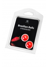 Набор из 2 шариков с массажным маслом Brazilian Balls с ароматом клубники - Secret Play - купить с доставкой в Новом Уренгое