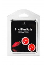 Набор из 2 шариков с массажным маслом Brazilian Balls с ароматом клубники - Secret Play - купить с доставкой в Новом Уренгое