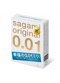 Увлажнённые презервативы Sagami Original 0.01 Extra Lub - 2 шт. - Sagami - купить с доставкой в Новом Уренгое