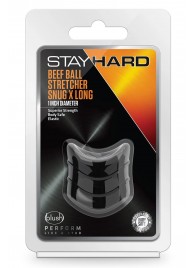 Черное эрекционное кольцо на мошонку Beef Ball Stretcher Snug X Long - Blush Novelties - в Новом Уренгое купить с доставкой