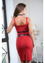 Черно-серебристая портупея-юбка plus size с цепочками - БДСМ Арсенал - купить с доставкой в Новом Уренгое