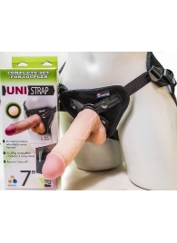 Страпон-унисекс с двумя насадками UNI strap 7  Harness - 19 и 16 см. - LOVETOY (А-Полимер) - купить с доставкой в Новом Уренгое