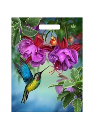 Пакет с принтом в виде колибри в цветах с вырубной ручкой (31х40 см) - Сима-Ленд - купить с доставкой в Новом Уренгое