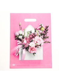 Розовый пакет с цветочным принтом и вырубной ручкой (40х31 см) - Сима-Ленд - купить с доставкой в Новом Уренгое