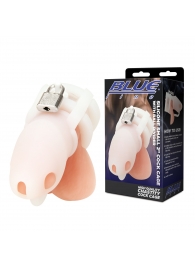 Белая клетка для пениса Silicone Small 2 in Cock Cage With Ball Divider - BlueLine - купить с доставкой в Новом Уренгое
