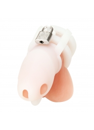 Белая клетка для пениса Silicone Small 2 in Cock Cage With Ball Divider - BlueLine - купить с доставкой в Новом Уренгое