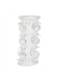 Прозрачная насадка на пенис с шипами и бугорками JELLY JOY LUST CLUSTER CLEAR - Dream Toys - в Новом Уренгое купить с доставкой