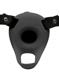 Черный полый страпон с вибрацией 2’’ Erection 28X Smooth Vibrating Silicone Penis Sheath - XR Brands - купить с доставкой в Новом Уренгое