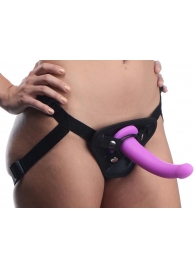 Лиловый поясной страпон Navigator Silicone G-Spot Dildo with Harness - 17,8 см. - XR Brands - купить с доставкой в Новом Уренгое