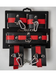 Черно-красный набор фиксаций: наручники, оковы и ошейник - Crazy Handmade - купить с доставкой в Новом Уренгое