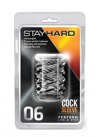 Прозрачная насадка с объёмными чёрточками STAY HARD COCK SLEEVE 06 CLEAR - Blush Novelties - в Новом Уренгое купить с доставкой