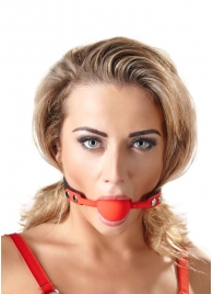 Силиконовый кляп-шар на чёрных ремешках Red Gag silicone - Orion - купить с доставкой в Новом Уренгое