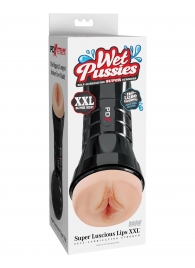 Телесный мастурбатор-вагина в черной колбе Super Luscious Lips XXL - Pipedream - в Новом Уренгое купить с доставкой