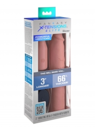 Телесная вибронасадка на член 3  Vibrating Mega X-tension with Remote - 22,9 см. - Pipedream - в Новом Уренгое купить с доставкой