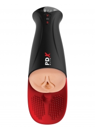 Телесный мастурбатор-вагина в черной колбе с вибрацией Fuck-O-Matic Pro XL - Pipedream - в Новом Уренгое купить с доставкой