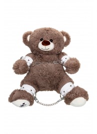 Бондажный набор: бурый мишка с белыми оковами и наручниками - Pecado - купить с доставкой в Новом Уренгое