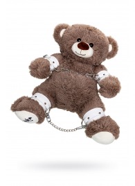 Бондажный набор: бурый мишка с белыми оковами и наручниками - Pecado - купить с доставкой в Новом Уренгое