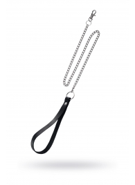 Поводок с ручкой из черной натуральной кожи и карабином для ошейника - Pecado - купить с доставкой в Новом Уренгое