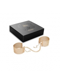 Дизайнерские золотистые наручники Desir Metallique Handcuffs Bijoux - Bijoux Indiscrets - купить с доставкой в Новом Уренгое