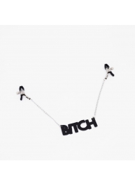 Зажимы на соски с кожаной подвеской Bitch - Crazy Handmade - купить с доставкой в Новом Уренгое