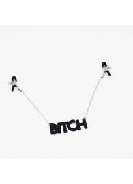 Зажимы на соски с кожаной подвеской Bitch - Crazy Handmade - купить с доставкой в Новом Уренгое