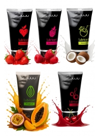 Набор из 5 съедобных лубрикантов JUJU (клубника, малина, тропические фрукты, вишня, кокос) - JuJu - купить с доставкой в Новом Уренгое